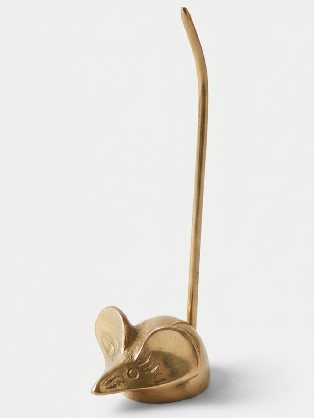 Vintage✨ Brass Mouse Ring Holder Long Tail Jewelry Stand MCM Decor 4.5”H